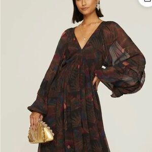 FARM Rio Multicolor Feather Print Maxi Dress
